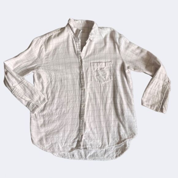 Madewell white gray plaid size small flannel button up - Picture 12 of 14